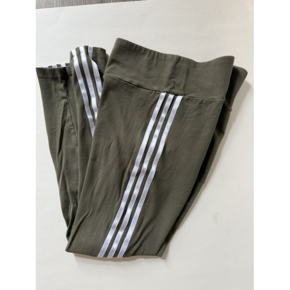 Adidas Originals Womens Olive Green 3-Stripe Trefoil Leggings Size M Medium
